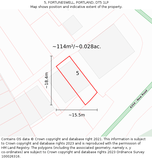 5, FORTUNESWELL, PORTLAND, DT5 1LP: Plot and title map
