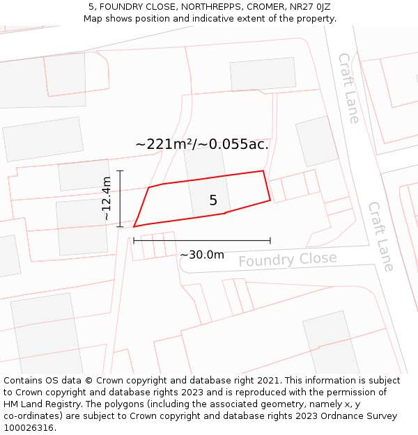 5, FOUNDRY CLOSE, NORTHREPPS, CROMER, NR27 0JZ: Plot and title map