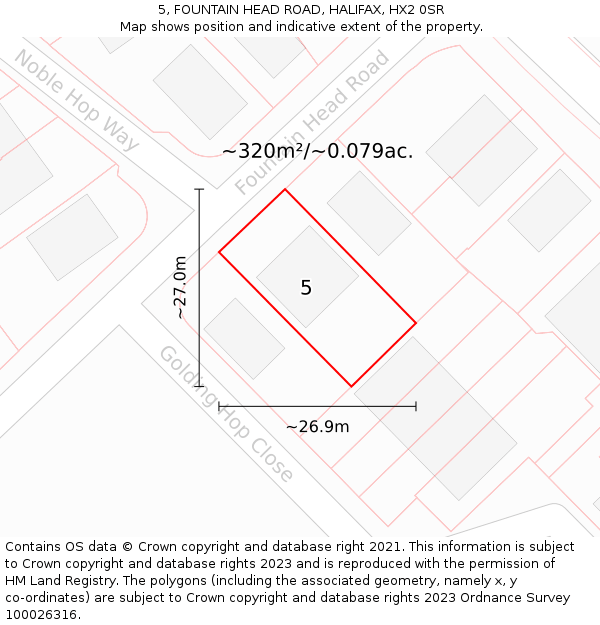 5, FOUNTAIN HEAD ROAD, HALIFAX, HX2 0SR: Plot and title map