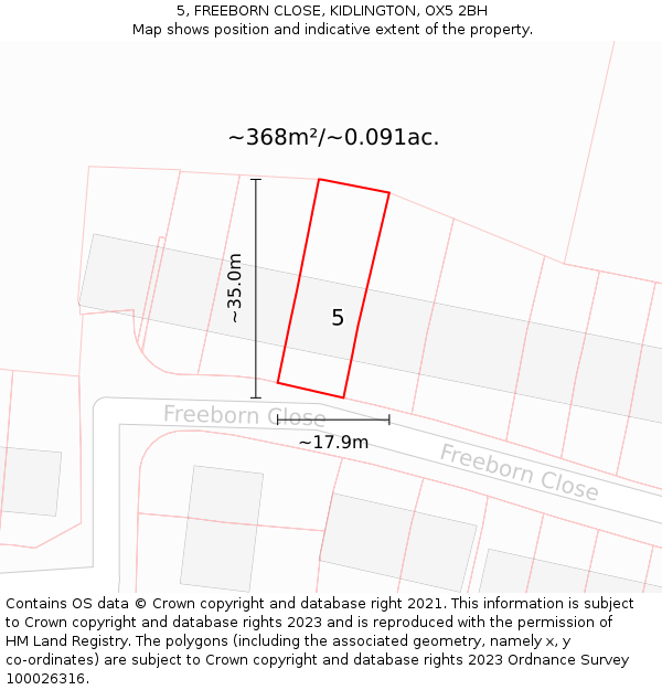 5, FREEBORN CLOSE, KIDLINGTON, OX5 2BH: Plot and title map