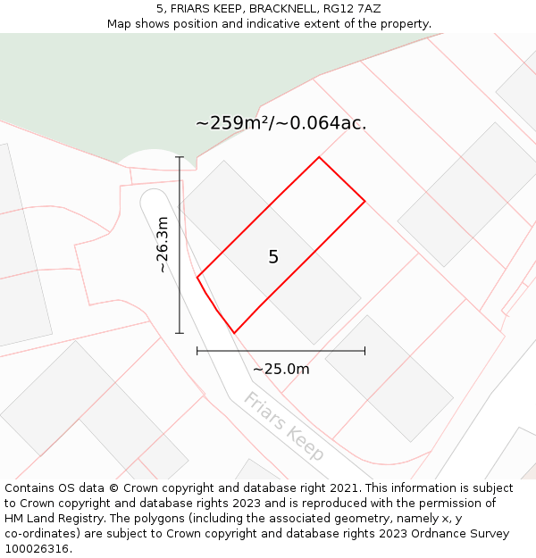 5, FRIARS KEEP, BRACKNELL, RG12 7AZ: Plot and title map