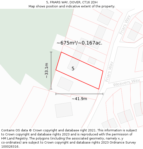 5, FRIARS WAY, DOVER, CT16 2DH: Plot and title map