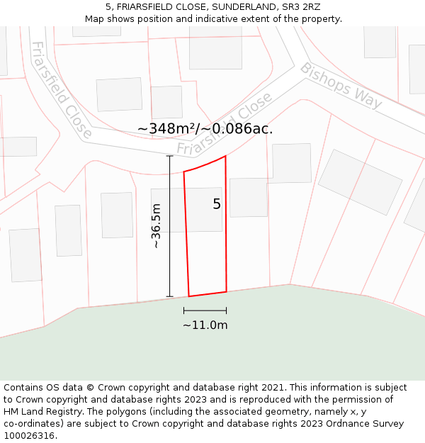 5, FRIARSFIELD CLOSE, SUNDERLAND, SR3 2RZ: Plot and title map