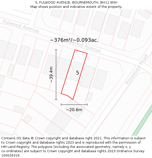 5, FULWOOD AVENUE, BOURNEMOUTH, BH11 9NH: Plot and title map