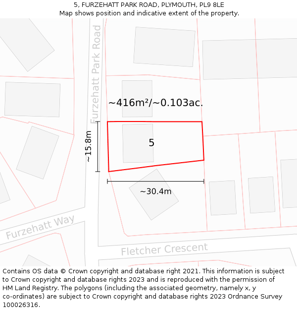 5, FURZEHATT PARK ROAD, PLYMOUTH, PL9 8LE: Plot and title map
