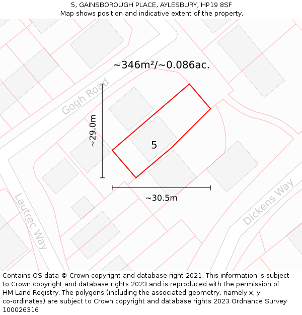 5, GAINSBOROUGH PLACE, AYLESBURY, HP19 8SF: Plot and title map