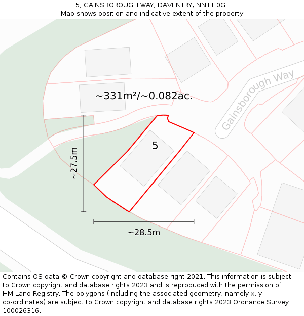 5, GAINSBOROUGH WAY, DAVENTRY, NN11 0GE: Plot and title map