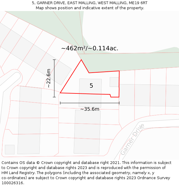 5, GARNER DRIVE, EAST MALLING, WEST MALLING, ME19 6RT: Plot and title map