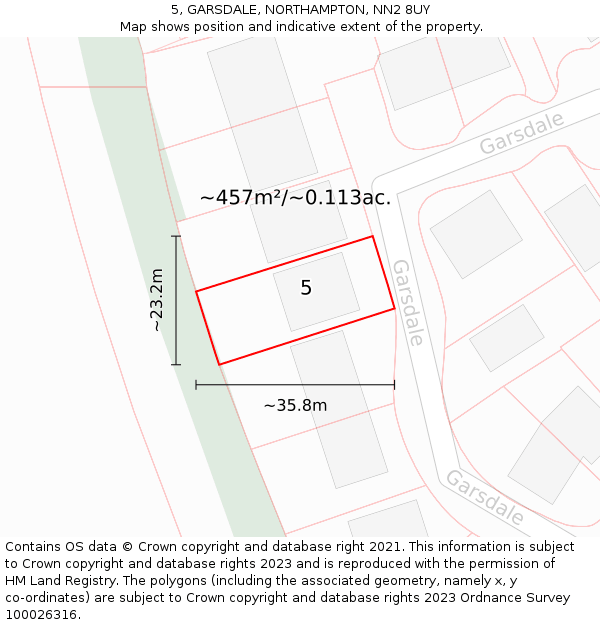 5, GARSDALE, NORTHAMPTON, NN2 8UY: Plot and title map