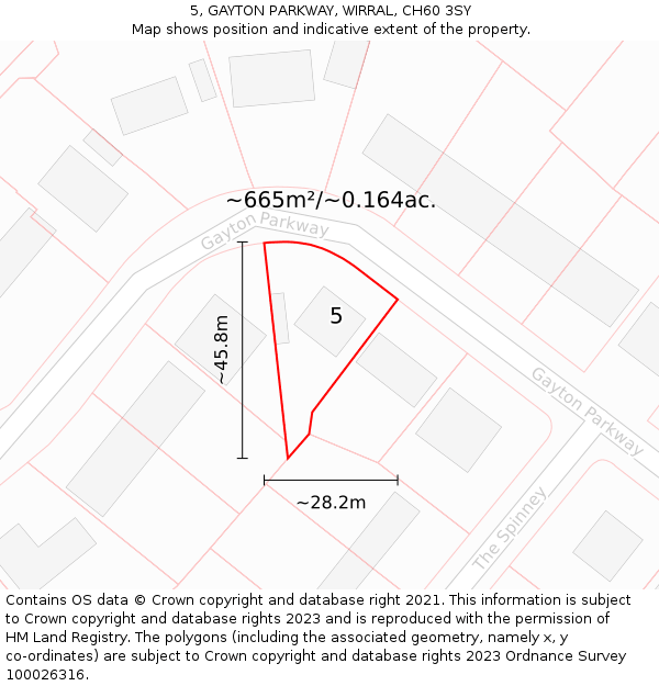 5, GAYTON PARKWAY, WIRRAL, CH60 3SY: Plot and title map