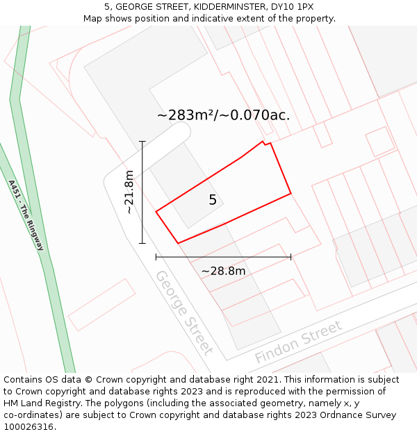5, GEORGE STREET, KIDDERMINSTER, DY10 1PX: Plot and title map