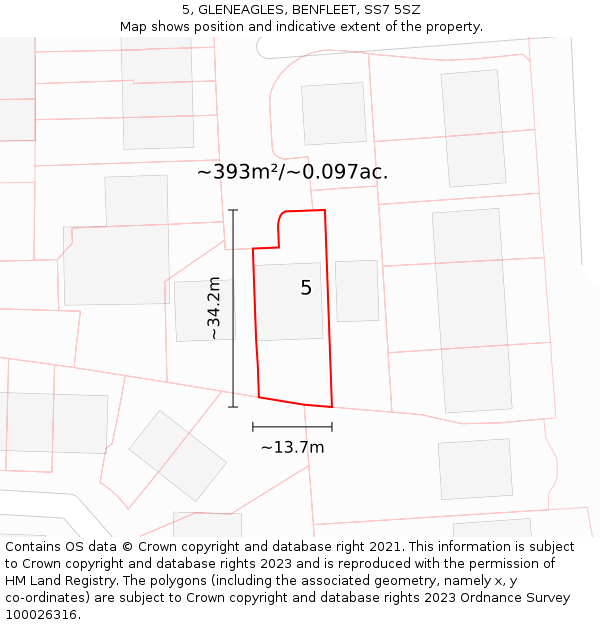 5, GLENEAGLES, BENFLEET, SS7 5SZ: Plot and title map