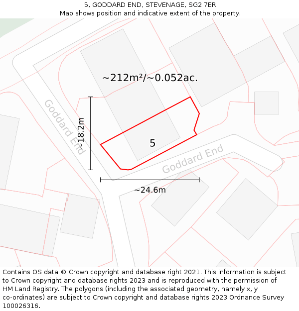 5, GODDARD END, STEVENAGE, SG2 7ER: Plot and title map