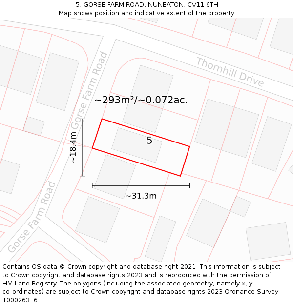 5, GORSE FARM ROAD, NUNEATON, CV11 6TH: Plot and title map