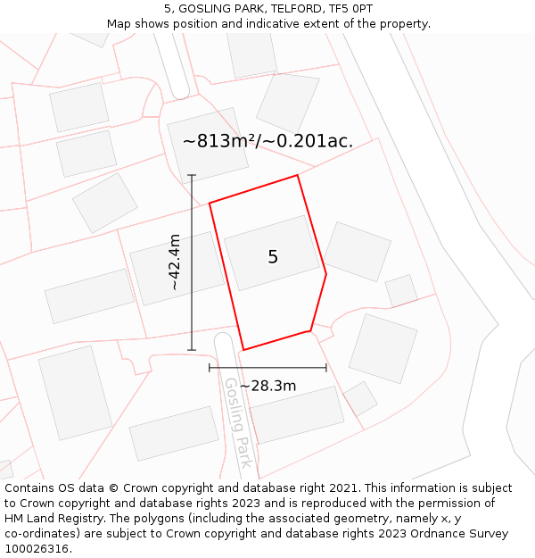 5, GOSLING PARK, TELFORD, TF5 0PT: Plot and title map