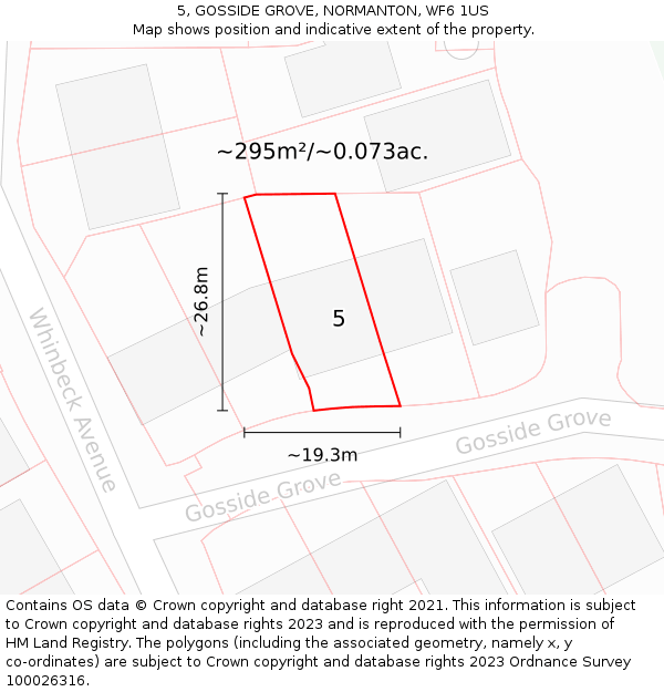 5, GOSSIDE GROVE, NORMANTON, WF6 1US: Plot and title map