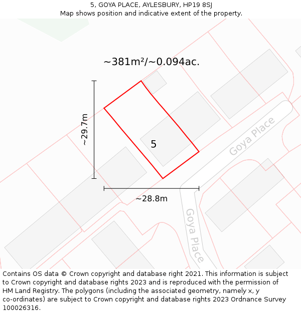 5, GOYA PLACE, AYLESBURY, HP19 8SJ: Plot and title map