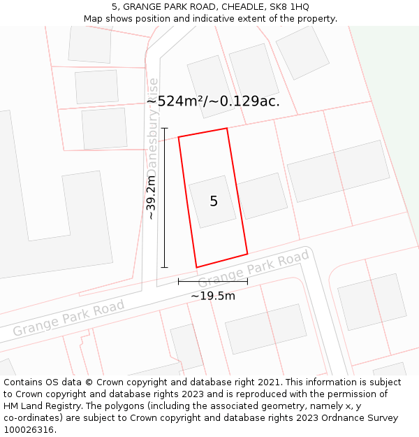 5, GRANGE PARK ROAD, CHEADLE, SK8 1HQ: Plot and title map