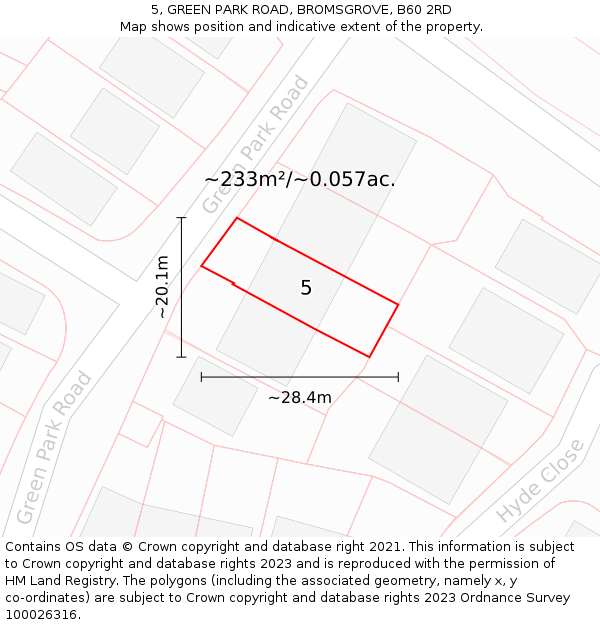 5, GREEN PARK ROAD, BROMSGROVE, B60 2RD: Plot and title map