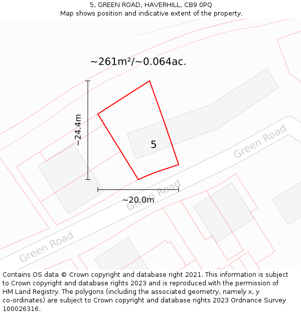 5, GREEN ROAD, HAVERHILL, CB9 0PQ: Plot and title map