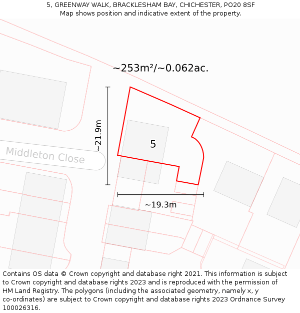 5, GREENWAY WALK, BRACKLESHAM BAY, CHICHESTER, PO20 8SF: Plot and title map