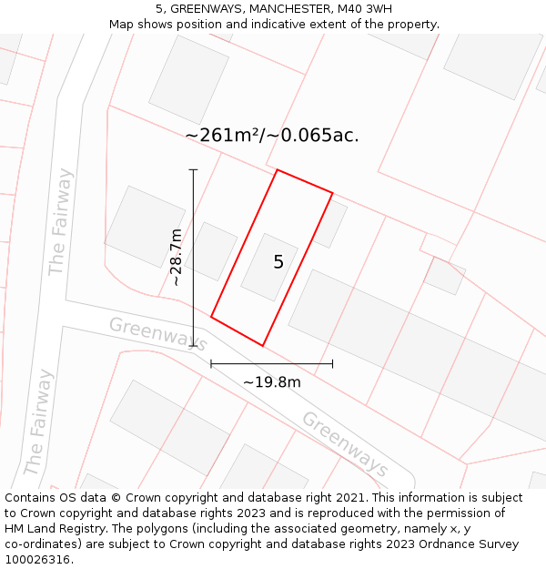 5, GREENWAYS, MANCHESTER, M40 3WH: Plot and title map