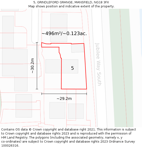 5, GRINDLEFORD GRANGE, MANSFIELD, NG18 3FX: Plot and title map