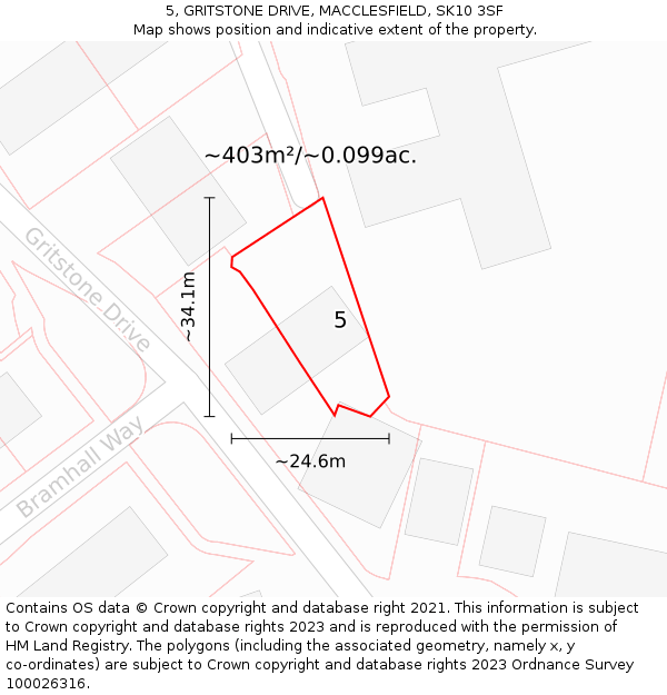 5, GRITSTONE DRIVE, MACCLESFIELD, SK10 3SF: Plot and title map