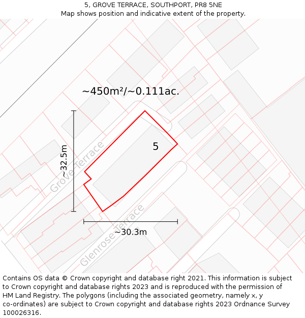 5, GROVE TERRACE, SOUTHPORT, PR8 5NE: Plot and title map