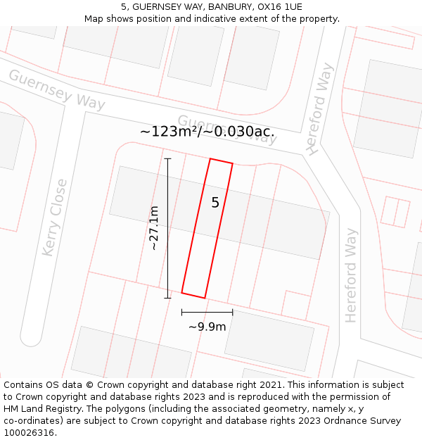 5, GUERNSEY WAY, BANBURY, OX16 1UE: Plot and title map