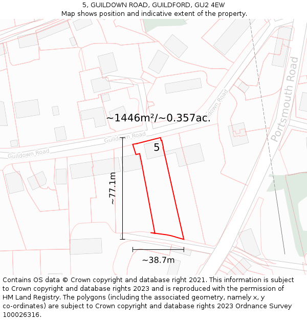 5, GUILDOWN ROAD, GUILDFORD, GU2 4EW: Plot and title map