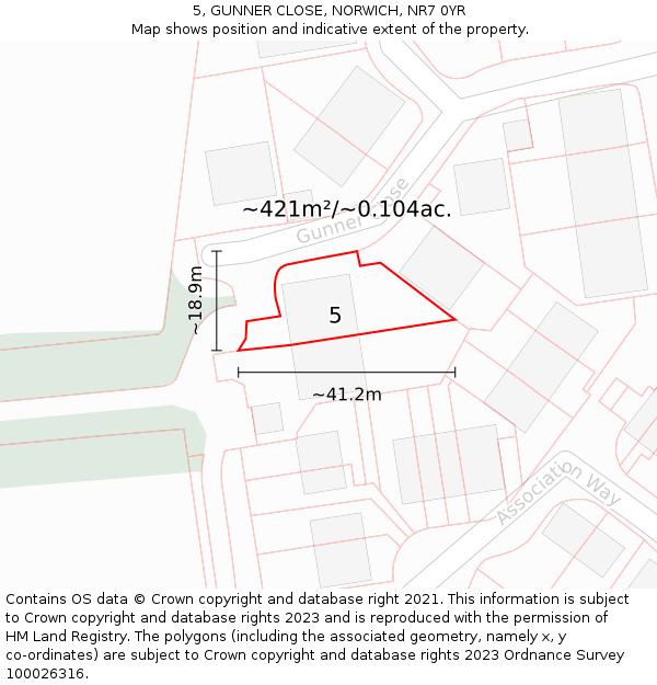 5, GUNNER CLOSE, NORWICH, NR7 0YR: Plot and title map