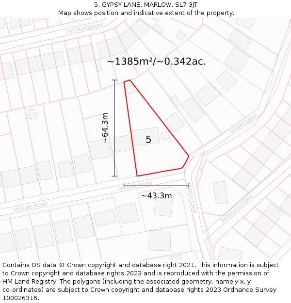 5, GYPSY LANE, MARLOW, SL7 3JT: Plot and title map