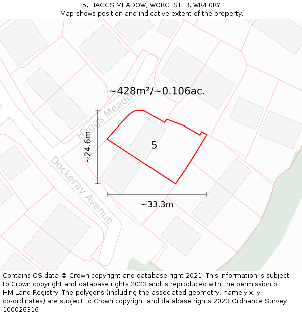 5, HAGGS MEADOW, WORCESTER, WR4 0RY: Plot and title map