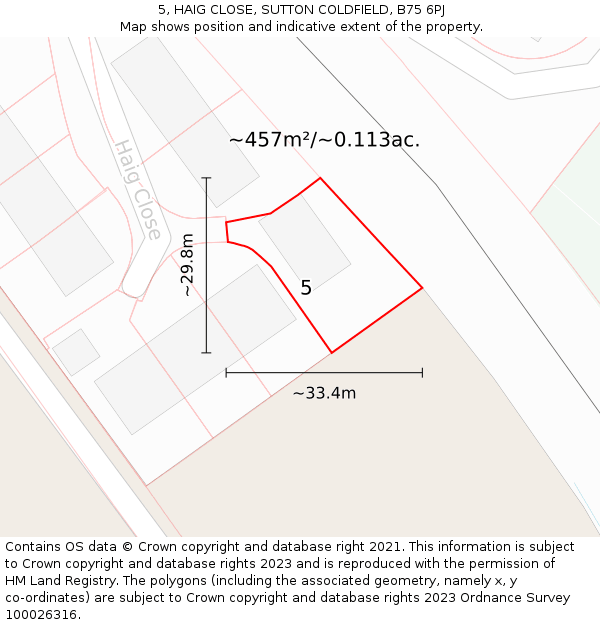 5, HAIG CLOSE, SUTTON COLDFIELD, B75 6PJ: Plot and title map