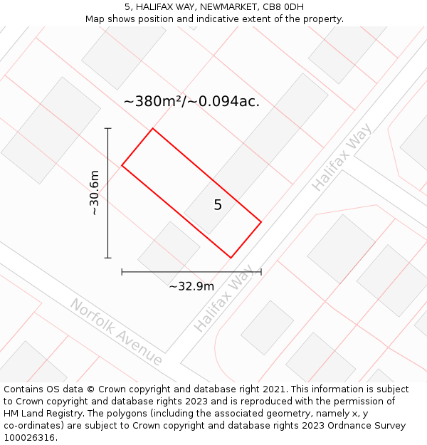 5, HALIFAX WAY, NEWMARKET, CB8 0DH: Plot and title map