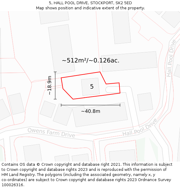 5, HALL POOL DRIVE, STOCKPORT, SK2 5ED: Plot and title map