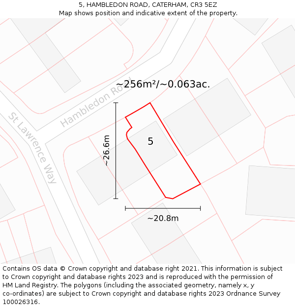 5, HAMBLEDON ROAD, CATERHAM, CR3 5EZ: Plot and title map