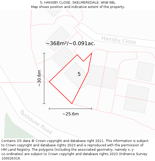 5, HANSBY CLOSE, SKELMERSDALE, WN8 6BL: Plot and title map
