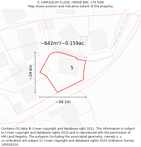 5, HARLEQUIN CLOSE, HERNE BAY, CT6 5GW: Plot and title map