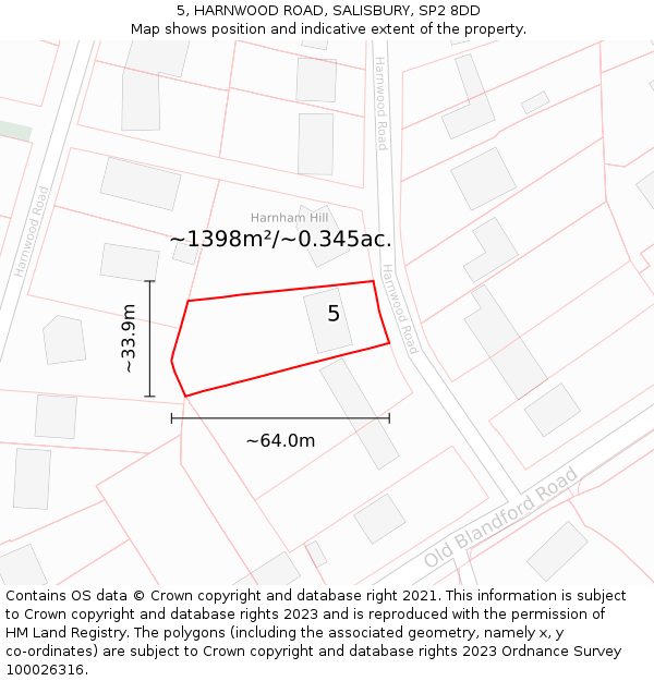 5, HARNWOOD ROAD, SALISBURY, SP2 8DD: Plot and title map