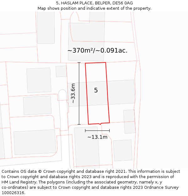 5, HASLAM PLACE, BELPER, DE56 0AG: Plot and title map