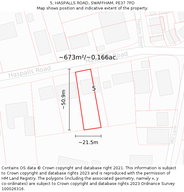 5, HASPALLS ROAD, SWAFFHAM, PE37 7PD: Plot and title map