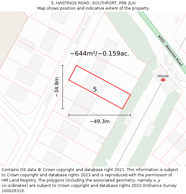 5, HASTINGS ROAD, SOUTHPORT, PR8 2LN: Plot and title map