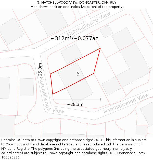 5, HATCHELLWOOD VIEW, DONCASTER, DN4 6UY: Plot and title map