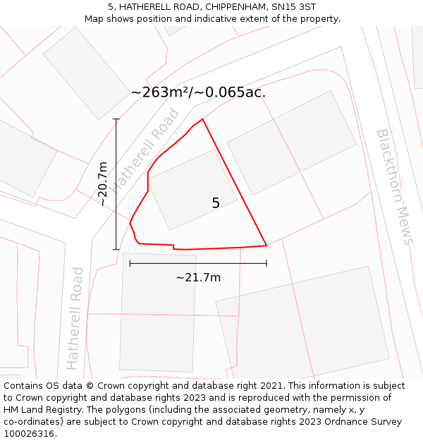 5, HATHERELL ROAD, CHIPPENHAM, SN15 3ST: Plot and title map