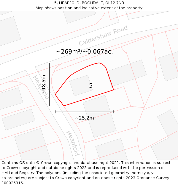 5, HEAPFOLD, ROCHDALE, OL12 7NR: Plot and title map