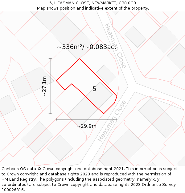 5, HEASMAN CLOSE, NEWMARKET, CB8 0GR: Plot and title map