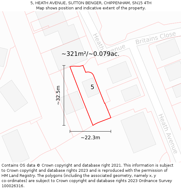 5, HEATH AVENUE, SUTTON BENGER, CHIPPENHAM, SN15 4TH: Plot and title map