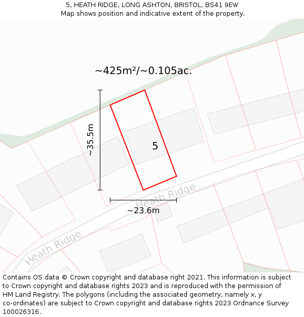 5, HEATH RIDGE, LONG ASHTON, BRISTOL, BS41 9EW: Plot and title map